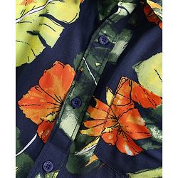Pine Kids Viscose Woven Half Sleeves Shirt Floral Print - Navy Blue