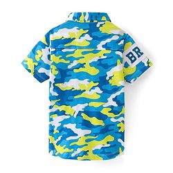 Pine Kids Cotton Half Sleeves Camouflage Shirt with Patches - Multicolor
