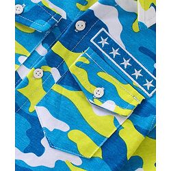 Pine Kids Cotton Half Sleeves Camouflage Shirt with Patches - Multicolor