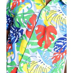 Pine Kids Cotton Knit Half Sleeves Shirt Leaf Print - Multicolor