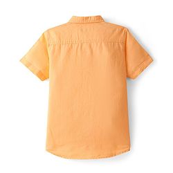 Pine Kids Linen Woven Half Sleeves Solid Color Shirt - Buff Orange
