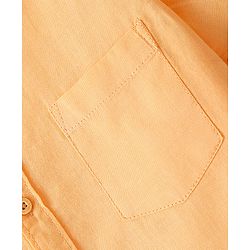 Pine Kids Linen Woven Half Sleeves Solid Color Shirt - Buff Orange