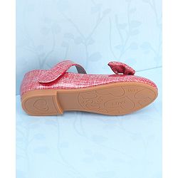 Pine Kids Ballerinas with Velcro Closure & Bow Applique - Red