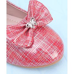 Pine Kids Ballerinas with Velcro Closure & Bow Applique - Red