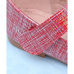 Pine Kids Ballerinas with Velcro Closure & Bow Applique - Red