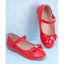 Pine Kids Ballerina with Velcro Closure &  Bow Applique - Red