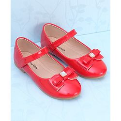 Pine Kids Ballerina with Velcro Closure &  Bow Applique - Red