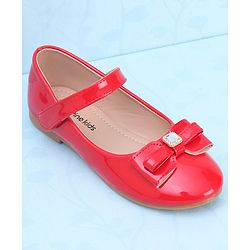 Pine Kids Ballerina with Velcro Closure &  Bow Applique - Red