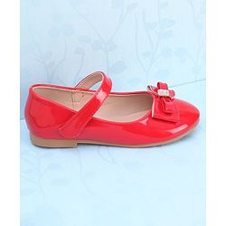 Pine Kids Ballerina with Velcro Closure &  Bow Applique - Red