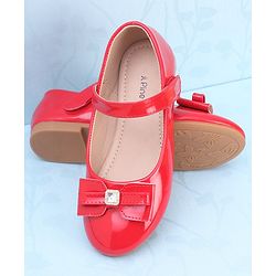 Pine Kids Ballerina with Velcro Closure &  Bow Applique - Red