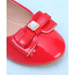 Pine Kids Ballerina with Velcro Closure &  Bow Applique - Red