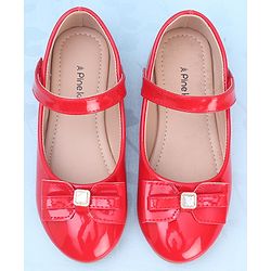 Pine Kids Ballerina with Velcro Closure &  Bow Applique - Red