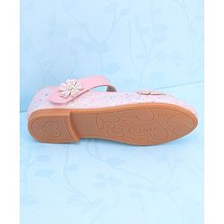 Pine Kids Velcro Closure Ballerina With Floral Applique - Pink