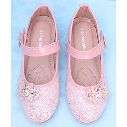 Pine Kids Velcro Closure Ballerina With Floral Applique - Pink