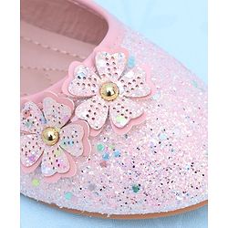 Pine Kids Velcro Closure Ballerina With Floral Applique - Pink