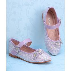 Pine Kids Velcro Closure Ballerina With Floral Applique - Pink