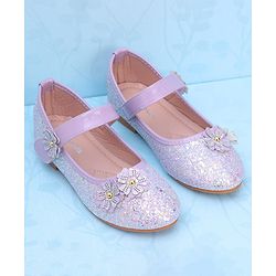 Pine Kids Velcro Closure Ballerina With Floral Applique - Pink