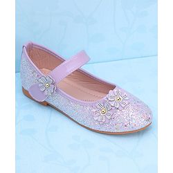 Pine Kids Velcro Closure Ballerina With Floral Applique - Pink