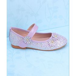 Pine Kids Velcro Closure Ballerina With Floral Applique - Pink