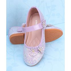 Pine Kids Velcro Closure Ballerina With Floral Applique - Pink