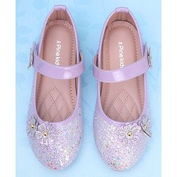 Pine Kids Velcro Closure Ballerina With Floral Applique - Pink