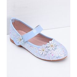 Pine Kids Velcro Closure Ballerina With Floral Applique - Pink