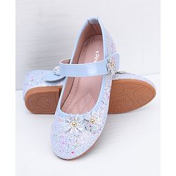 Pine Kids Velcro Closure Ballerina With Floral Applique - Pink
