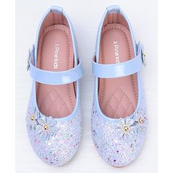 Pine Kids Velcro Closure Ballerina With Floral Applique - Pink