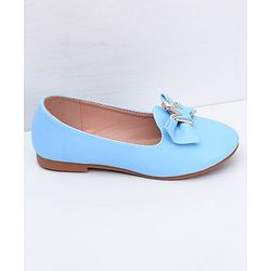 Pine Kids Slip On Ballerina With Bow Applique - Blue