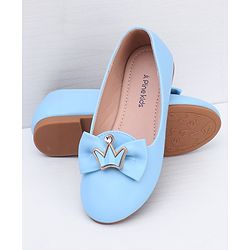 Pine Kids Slip On Ballerina With Bow Applique - Blue