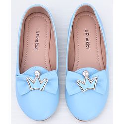 Pine Kids Slip On Ballerina With Bow Applique - Blue