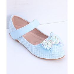 Pine Kids Ballerina with Stud Detailing Bow Applique & Velcro Closure -Blue