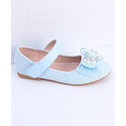 Pine Kids Ballerina with Stud Detailing Bow Applique & Velcro Closure -Blue