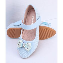 Pine Kids Ballerina with Stud Detailing Bow Applique & Velcro Closure -Blue
