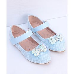 Pine Kids Ballerina with Stud Detailing Bow Applique & Velcro Closure -Blue