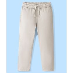 Pine Kids Cotton Elastane Woven Full Length Solid Color Trouser - Beige