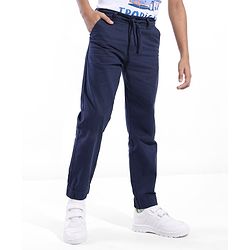 Pine Kids Cotton Woven Full Length Comfort Fit Solid With Stretch Lounge Pants  - Navy Blue