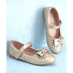 Pine Kids Velcro Closure Ballerina With Bow Applique - Golden