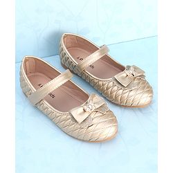 Pine Kids Velcro Closure Ballerina With Bow Applique - Golden