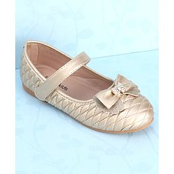 Pine Kids Velcro Closure Ballerina With Bow Applique - Golden