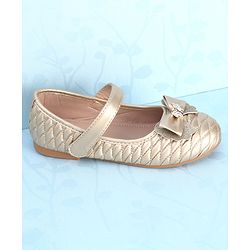 Pine Kids Velcro Closure Ballerina With Bow Applique - Golden