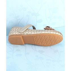 Pine Kids Velcro Closure Ballerina With Bow Applique - Golden