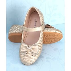 Pine Kids Velcro Closure Ballerina With Bow Applique - Golden