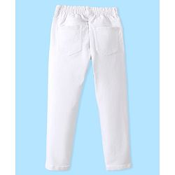 Pine Kids Cotton Elastane Full Length Solid Denim Jeans - White