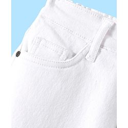 Pine Kids Cotton Elastane Full Length Solid Denim Jeans - White