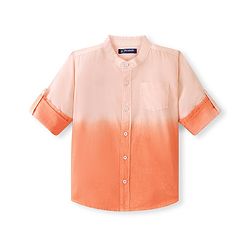 Pine Kids Cotton Woven Full Sleeves Solid Color Shirt - Orange