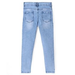 Pine Kids Cotton Rich Full Length Stretchable Denim with Adjustable waist band - Blue