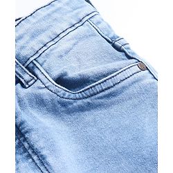 Pine Kids Cotton Rich Full Length Stretchable Denim with Adjustable waist band - Blue