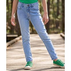 Pine Kids Cotton Rich Full Length Stretchable Denim with Adjustable waist band - Blue