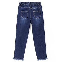 Pine Kids Ankle Length Denim  Washed Jeans with Heart Embroidery - Blue
